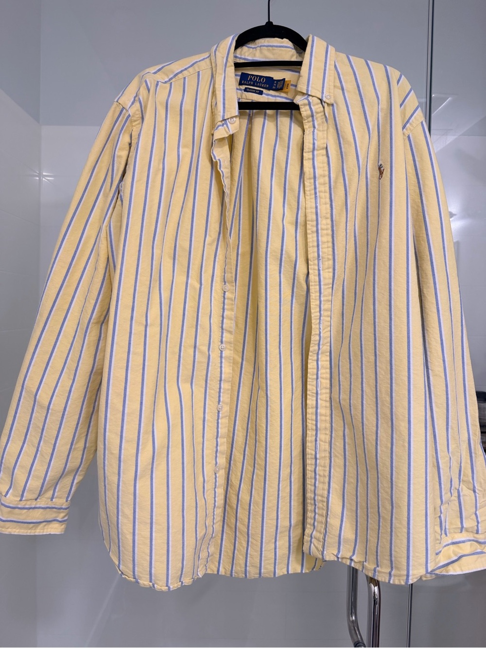 Polo Ralph Lauren Yellow & Blue Striped Button Down Shirt XL Classic Fit